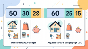 comparison illustration of standard versus adjusted budget percentage splits