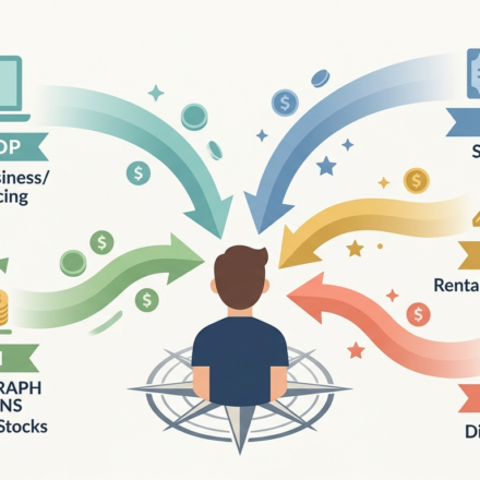 illustration showing how to diversify your income with multiple income streams