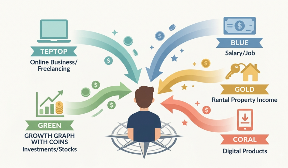 illustration showing how to diversify your income with multiple income streams