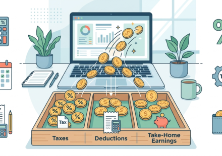 illustration showing how freelance and side hustle income is divided for taxes
