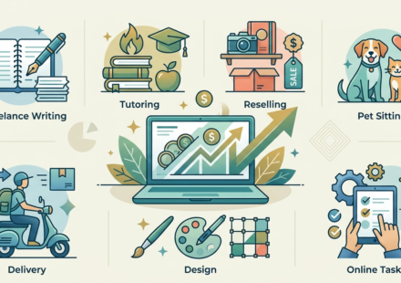illustration showing the best side hustles for beginners