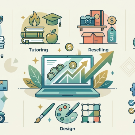 illustration showing the best side hustles for beginners