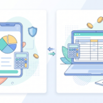 illustration comparing budgeting apps versus spreadsheets