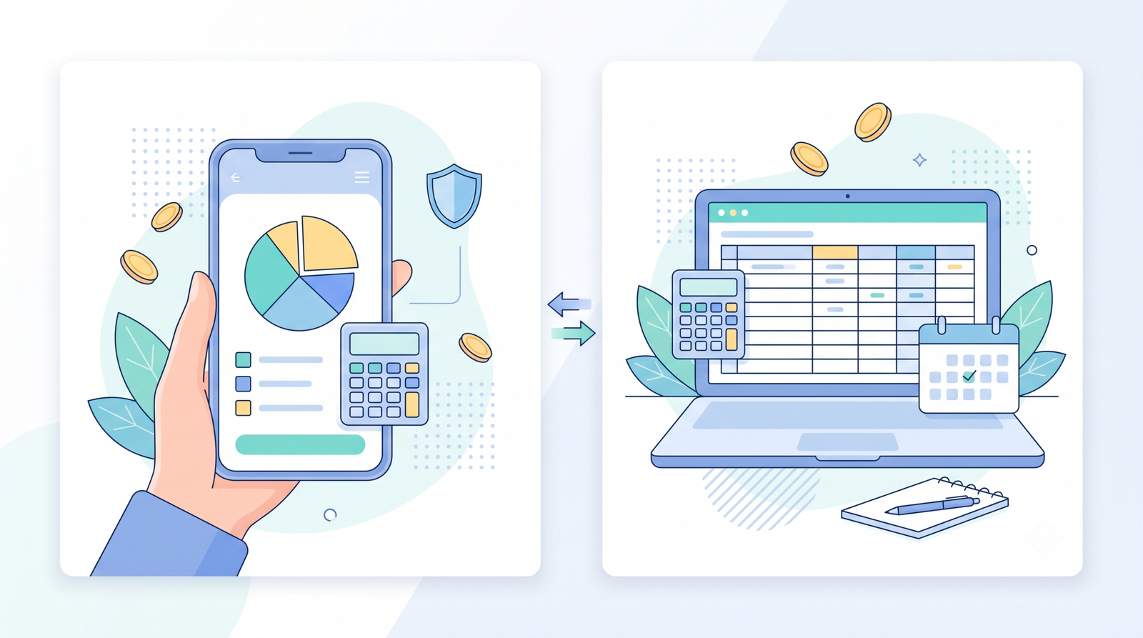 illustration comparing budgeting apps versus spreadsheets