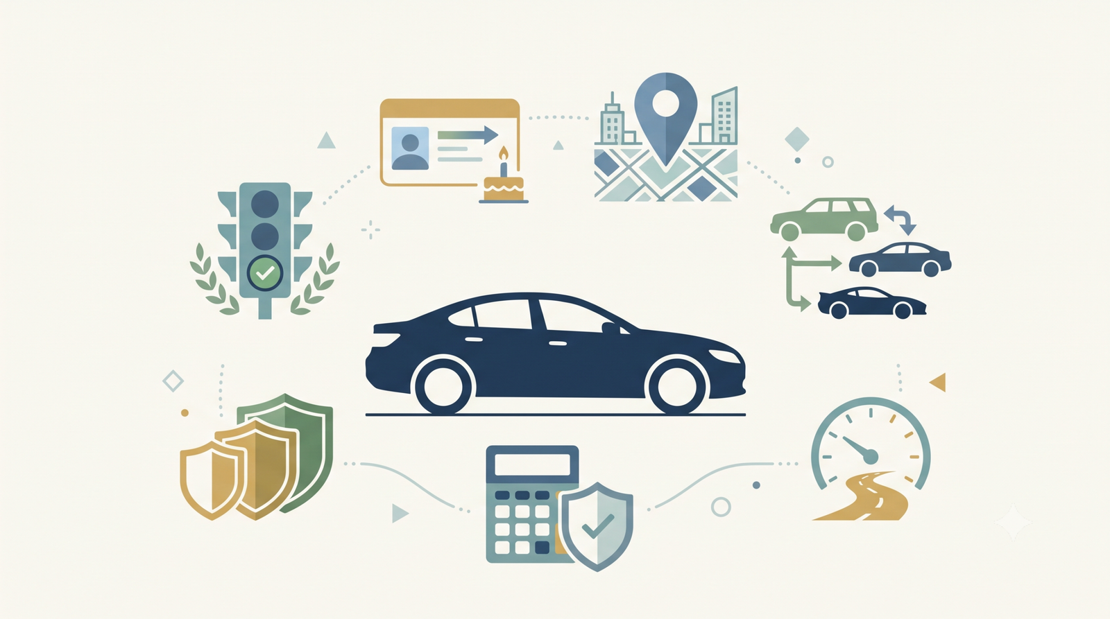 illustration showing the factors that determine how car insurance rates are calculated