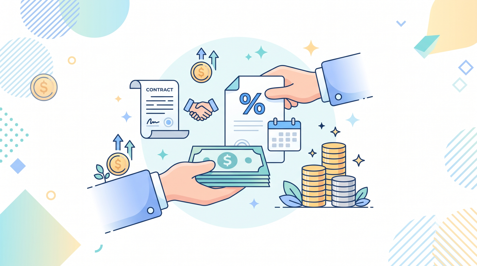 illustration of receiving a personal loan with terms and interest